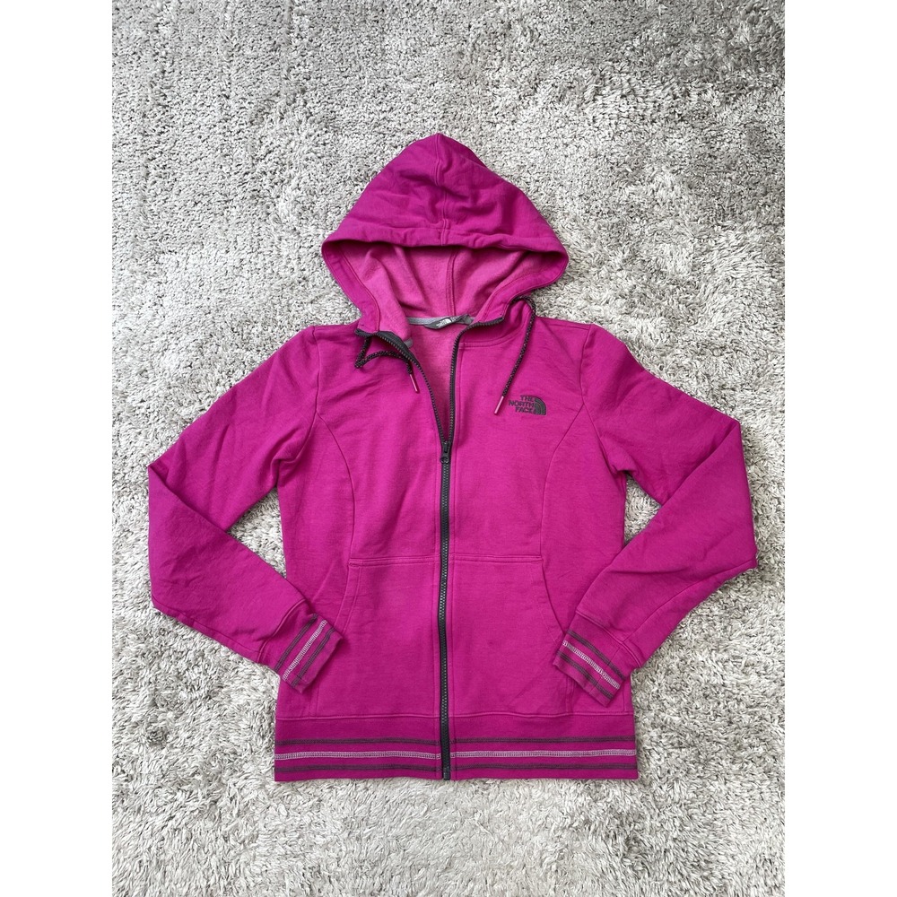 The North Face Hoodie Womens Small Pink Full Zip Embroidered Logo Cotton Blend